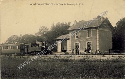 Carte postale ancienne La Gare du Tramway L. B. B — Domèvre-sur-Vezouze (Meurthe-et-Moselle)