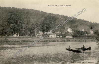 Carte postale ancienne Gare et Moselle — Marbache (Meurthe-et-Moselle)