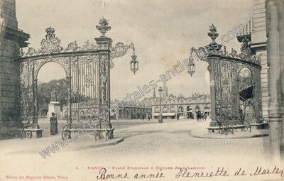 Carte postale ancienne Place Stanislas & Grilles Jean-Lamour — Nancy (Meurthe-et-Moselle)