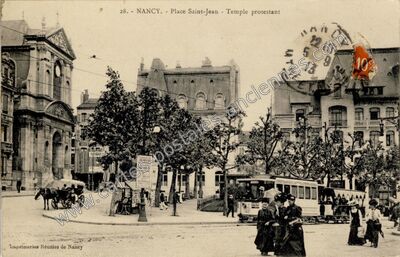 Carte postale ancienne Place Saint-Jean - Temple protestant — Nancy (Meurthe-et-Moselle)