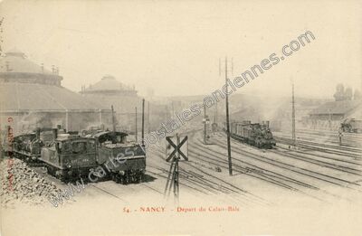 Carte postale ancienne Départ du Calais-Bâle — Nancy (Meurthe-et-Moselle)