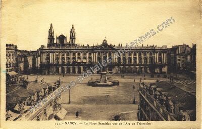 Carte postale ancienne La Place Stanislas vue de l'Arc de Triomphe — Nancy (Meurthe-et-Moselle)