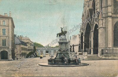 Carte postale ancienne Place Saint-Epvre. Statue de René II (1882) — Nancy (Meurthe-et-Moselle)
