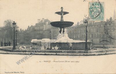 Carte postale ancienne Place Carnot (Hiver 1903-1904) — Nancy (Meurthe-et-Moselle)