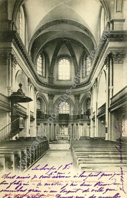 Carte postale ancienne Intérieur du Temple Protestant — Nancy (Meurthe-et-Moselle)