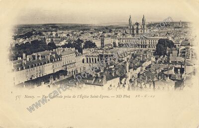Carte postale ancienne Vue Générale prise de l'Église Saint-Epvre — Nancy (Meurthe-et-Moselle)