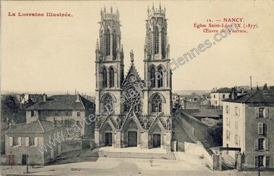 Carte postale ancienne Église Saint-Léon IX (1877). Œuvre de Vautrin — Nancy (Meurthe-et-Moselle)