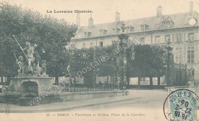Carte postale ancienne Fontaines et Grilles, Place de la Carrière — Nancy (Meurthe-et-Moselle)