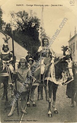 Carte postale ancienne Cortège Historique, 1909. - Jeanne d'Arc — Nancy (Meurthe-et-Moselle)