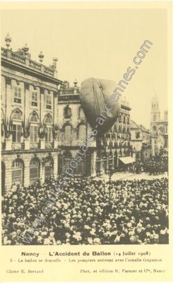 Carte postale ancienne L'Accident du Ballon — Nancy (Meurthe-et-Moselle)