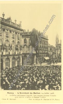 Carte postale ancienne L'Accident du Ballon — Nancy (Meurthe-et-Moselle)