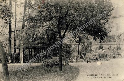 Carte postale ancienne Clinique, Rue Sainte Marie, Un Coin du Parc — Nancy (Meurthe-et-Moselle)
