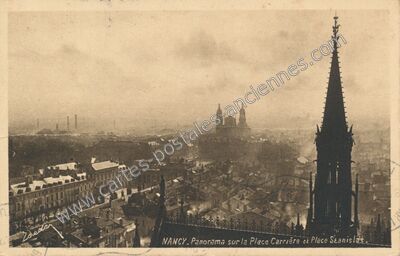 Carte postale ancienne Panorama sur la Place Carrière et Place Stanislas — Nancy (Meurthe-et-Moselle)