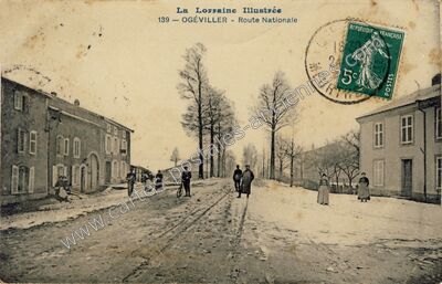Carte postale ancienne Route Nationale — Ogéviller (Meurthe-et-Moselle)