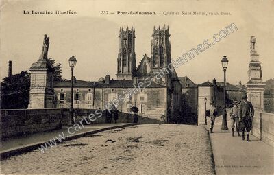 Carte postale ancienne Quartier Saint-Martin, vu du Pont — Pont-à-Mousson (Meurthe-et-Moselle)