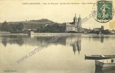 Carte postale ancienne Côte de Mousson - Ancien Petit Séminaire - Eglise St-Martin — Pont-à-Mousson (Meurthe-et-Moselle)