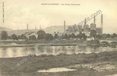 Carte postale ancienne Les Hauts-Fourneaux — Pont-Saint-Vincent (Meurthe-et-Moselle)