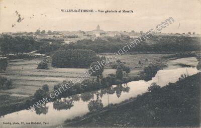 Carte postale ancienne Vue générale et Moselle — Villey-Saint-Étienne (Meurthe-et-Moselle)