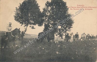 Carte postale ancienne Les Courses dans la Prairie d'Hériménil. Au Sommet de la Grimpette — Lunéville (Meurthe-et-Moselle)