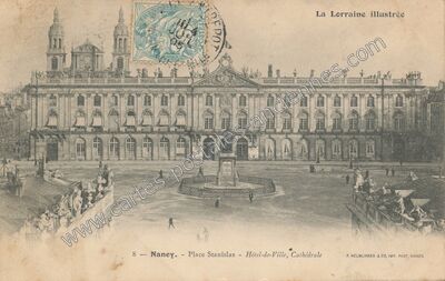 Carte postale ancienne Place Stanislas - Hôtel-de-Ville, Cathédrale — Nancy (Meurthe-et-Moselle)