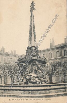 Carte postale ancienne Fontaine et Place d'Alliance — Nancy (Meurthe-et-Moselle)