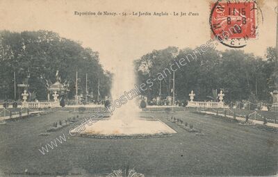 Carte postale ancienne Le Jardin Anglais - Le Jet d'eau — Nancy (Meurthe-et-Moselle)