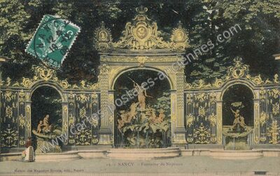 Carte postale ancienne Fontaine de Neptune — Nancy (Meurthe-et-Moselle)