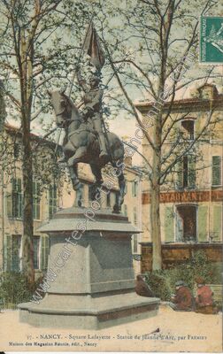 Carte postale ancienne Square Lafayette - Statue de Jeanne d'Arc, par FRÉMIET — Nancy (Meurthe-et-Moselle)