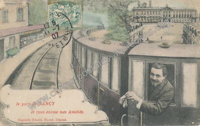 Carte postale ancienne Je pars et vous envoie mes Amitiés — Nancy (Meurthe-et-Moselle)