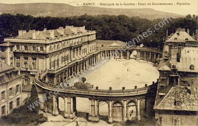 Carte postale ancienne Hémicycle de la Carrière - Palais du Gouvernement - Pépinière — Nancy (Meurthe-et-Moselle)