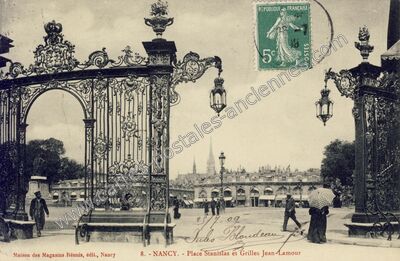 Carte postale ancienne Place Stanislas et Grilles Jean-Lamour — Nancy (Meurthe-et-Moselle)