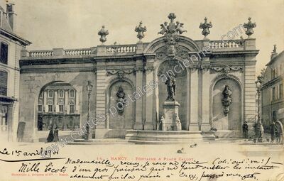 Carte postale ancienne Fontaine & Place Callot — Nancy (Meurthe-et-Moselle)