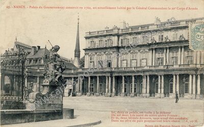 Carte postale ancienne Palais du Gouvernement — Nancy (Meurthe-et-Moselle)