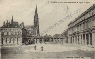 Carte postale ancienne Palais du Gouvernement et Eglise St-Epvre — Nancy (Meurthe-et-Moselle)