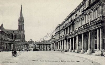 Carte postale ancienne Palais du Gouvernement et Église Saint-Epvre — Nancy (Meurthe-et-Moselle)