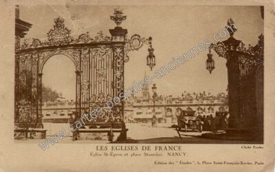 Carte postale ancienne Église St-Épvre et place Stanislas — Nancy (Meurthe-et-Moselle)