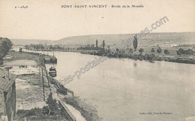 Carte postale ancienne Bords de la Moselle — Pont-Saint-Vincent (Meurthe-et-Moselle)