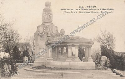 Carte postale ancienne Monument aux Morts (Guerre 1914-1918) — Nancy (Meurthe-et-Moselle)
