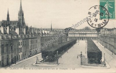 Carte postale ancienne Place de la Carrière prise de l'Arc de Triomphe — Nancy (Meurthe-et-Moselle)