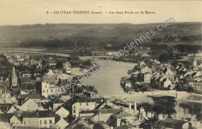 Carte postale ancienne Les deux Ponts sur la Marne — Château-Thierry (Aisne)