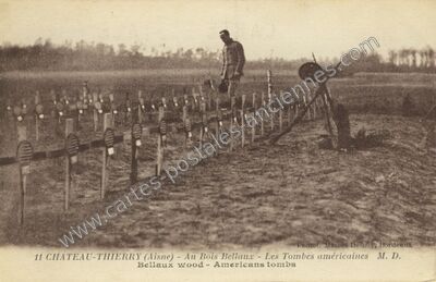 Carte postale ancienne Au Bois Bellaux - Les Tombes américaines — Château-Thierry (Aisne)