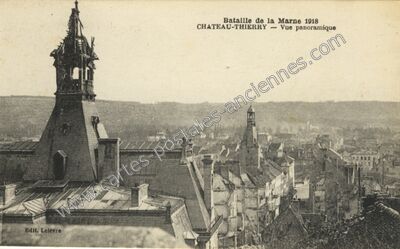 Carte postale ancienne Bataille de la Marne 1918 — Vue panoramique — Château-Thierry (Aisne)