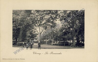 Carte postale ancienne Les Promenades — Chauny (Aisne)
