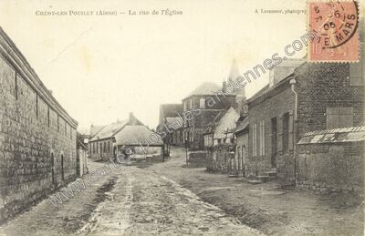 Carte postale ancienne La rue de l'Église — Chéry-lès-Pouilly (Aisne)