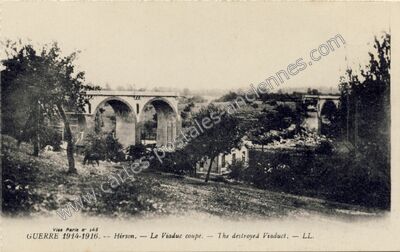 Carte postale ancienne Le Viaduc coupé — Hirson (Aisne)