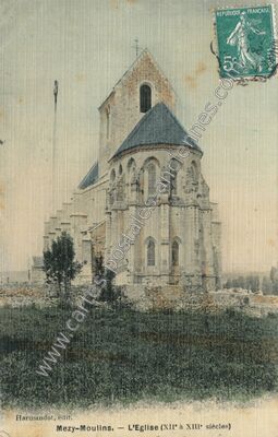 Carte postale ancienne L'Eglise (XII° à XIII° siècles) — Mézy-Moulins (Aisne)