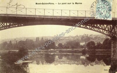 Carte postale ancienne Le pont sur la Marne — Mont-Saint-Père (Aisne)