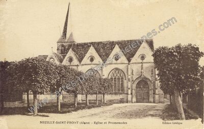 Carte postale ancienne Eglise et Promenades — Neuilly-Saint-Front (Aisne)