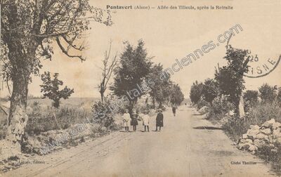 Carte postale ancienne Allée des Tilleuls, après la Retraite — Pontavert (Aisne)