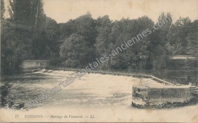 Carte postale ancienne Barrage de Vauxcrot — Soissons (Aisne)